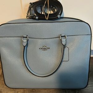 Coach Light Blue Leather Tote Bag